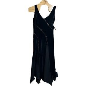 Y2K Signature By Robbie Bee Velvet Midi Maxi‎ Dress Sz 6 Whimsigoth Black Fairy